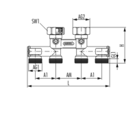 Zweirohranschlussblock Durchgangsform (Vierfachanschluss)