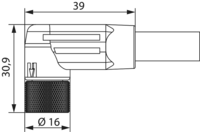 M12 Power moulded – coding L – right angle coupler connector, Circular Connector, Connector, M12, Power