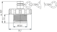 Protection cap with chain, Circular Connector, Connector, M12, Power