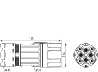 M40 Power cable connector, Circular Connector, Connector, M40, Power