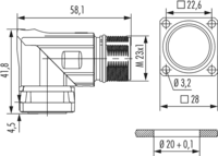 M23 Signal panel connector, Circular Connector, Connector, M23, Signal