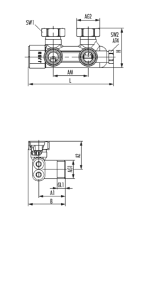 Umlenkstück Eckform absperrbar (Ein-/Zweirohr)