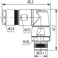 M23 Power right angle coupler connector