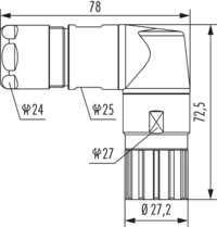 M23 Power right angle cable connector, M23, Circular Connector, Connector, Power