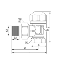 Thermostatventil Eckform voreinstellbar