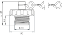 Capuchon de protection avec chaîne, Circular Connector, Connector, M12, Power