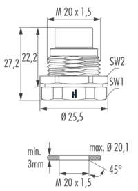 M12 Power Gerätesteckverbinder, Rundsteckverbinder, Steckverbinder, M12, Leistung