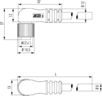 Metric Connector Séries M12 Connecteur de câble - angulaire