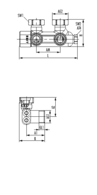 Umlenkstück Eckform absperrbar (Ein-/Zweirohr)