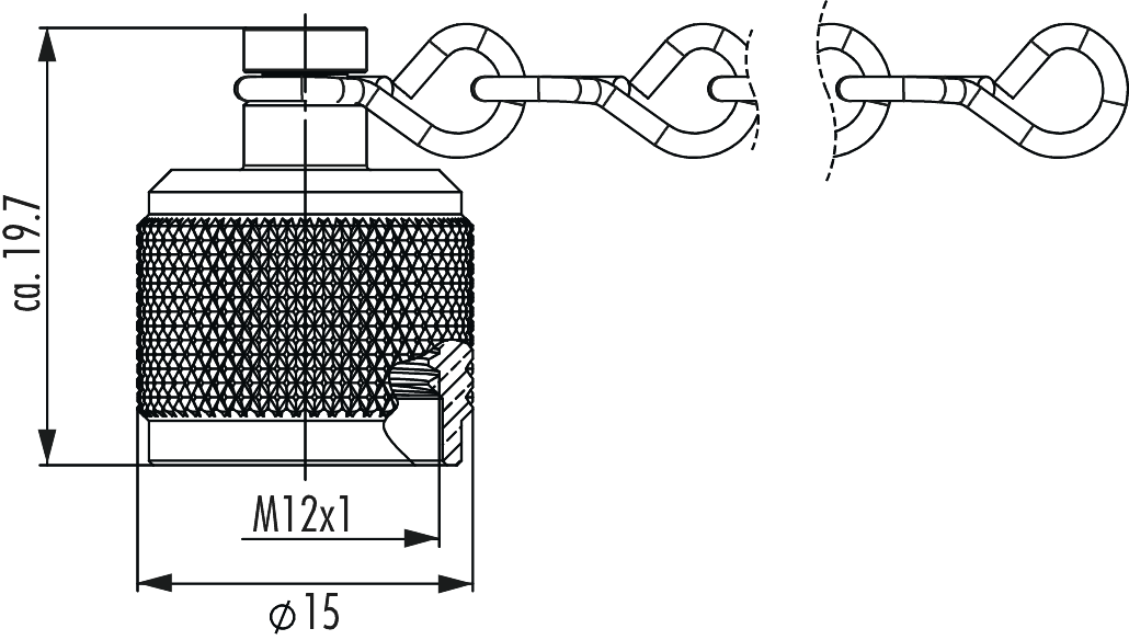 Capuchon de protection avec chaîne, Circular Connector, Connector, M12, Power