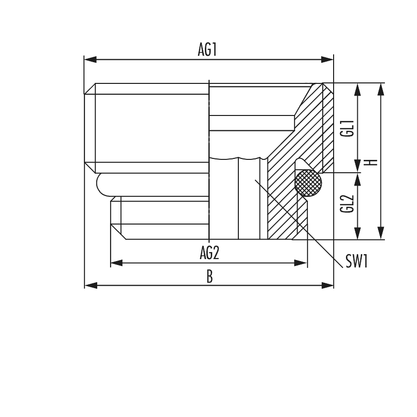 Connector nipple made of brass