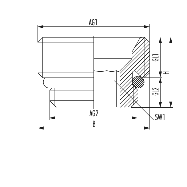 Connector nipple made of brass