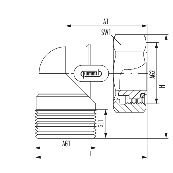 Coupling angle with union nut