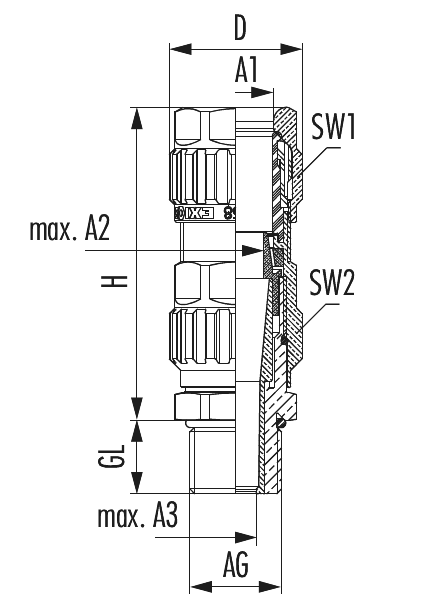 EXIOS +barrier nickel-plated brass, Cable Gland, EXIOS