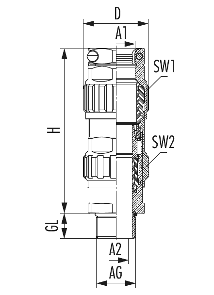 EXIOS +MZ brass blank, Cable Gland, EXIOS