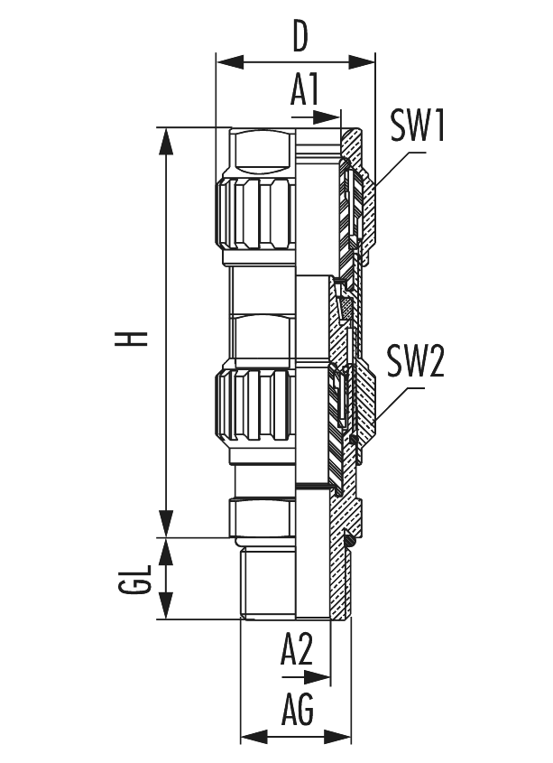EXIOS +Standard Messing blank, Kabelverschraubung, EXIOS
