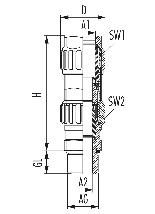 EXIOS +Standard nickel-plated brass, Cable Gland, EXIOS