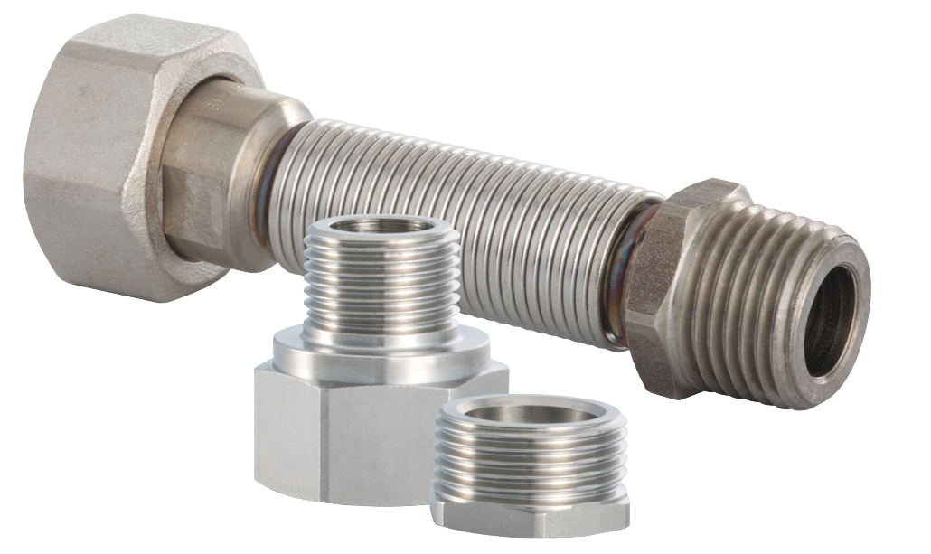 Flexible radiator connection with reduction