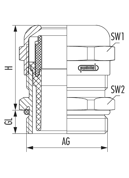 HSK-INOX (1.4305), Cable Gland