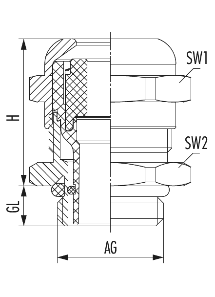 HSK-INOX-EMV, Kabelverschraubung