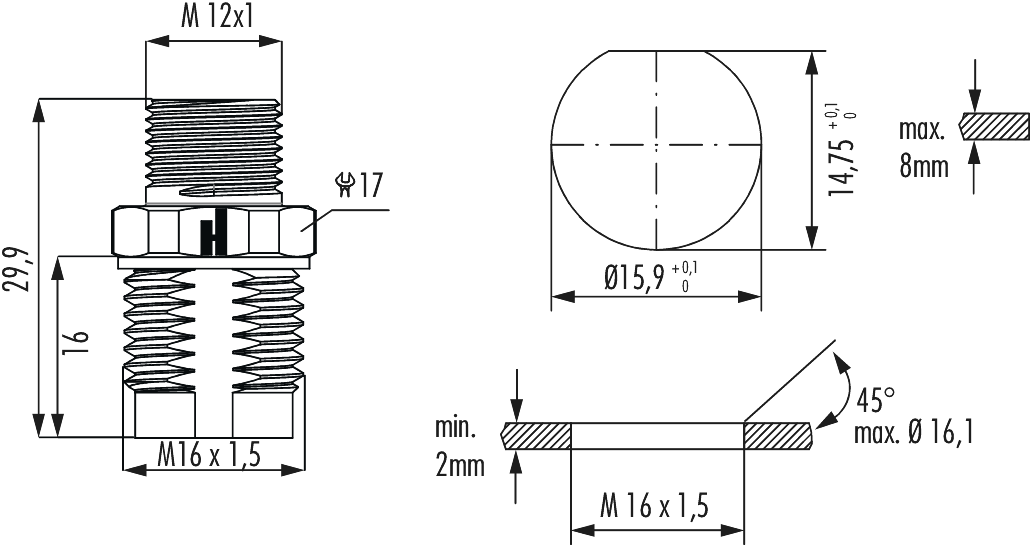 M12 Power Connecteur d'appareil, Circular Connector, Connector, M12, Power