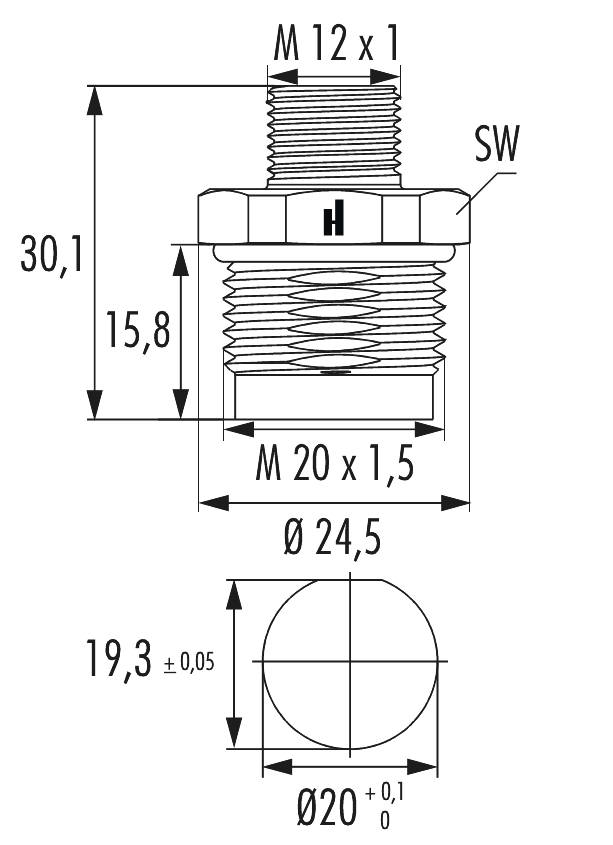 M12 Power Connecteur d'appareil, Circular Connector, Connector, M12, Power