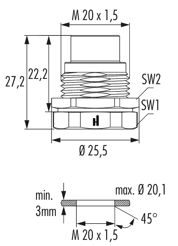 M12 Power Connecteur d'appareil, Circular Connector, Connector, M12, Power