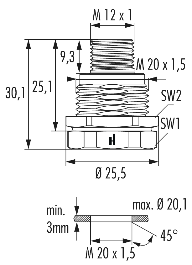 M12 Power Connecteur d'appareil, Circular Connector, Connector, M12, Power