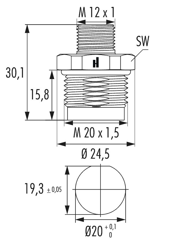 M12 Power Gerätesteckverbinder, Rundsteckverbinder, Steckverbinder, M12, Leistung