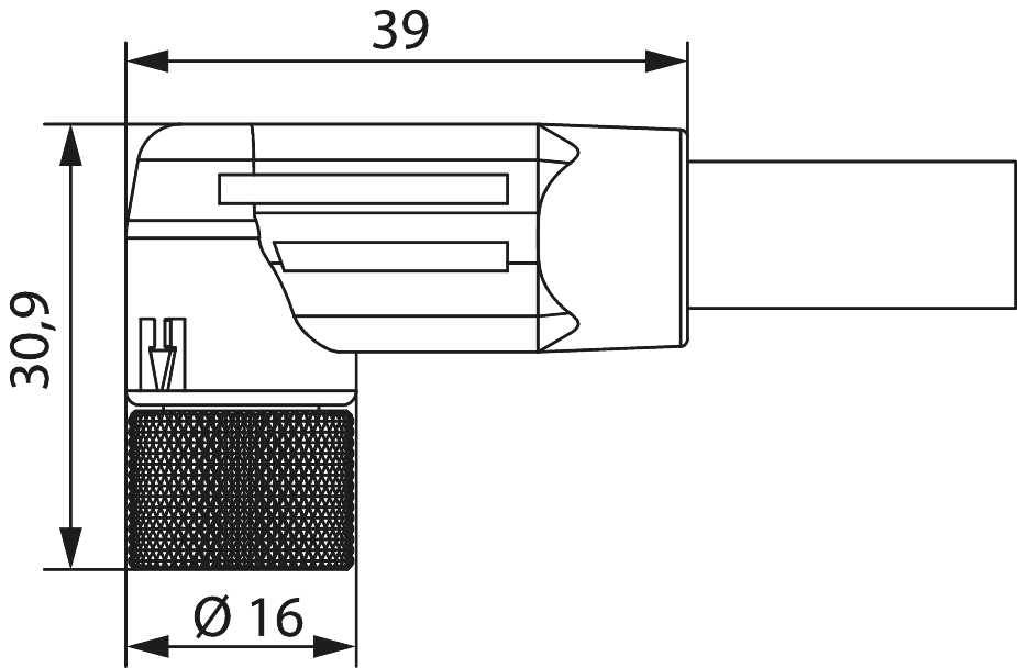M12 Power moulded – coding L – right angle coupler connector, Circular Connector, Connector, M12, Power