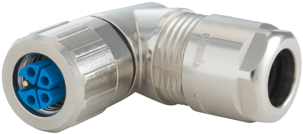 M12 Power right angle cable connector, Circular Connector, Connector, M12, Power