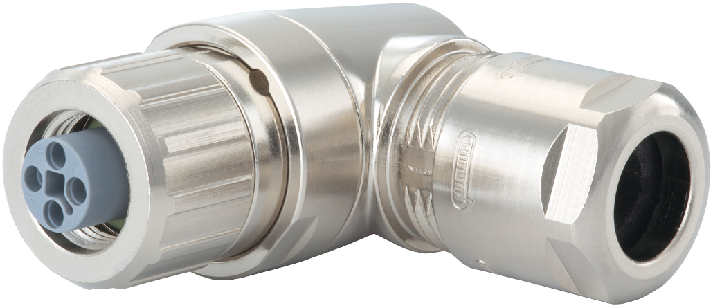 M12 Power right angle cable connector, Circular Connector, Connector, M12, Power