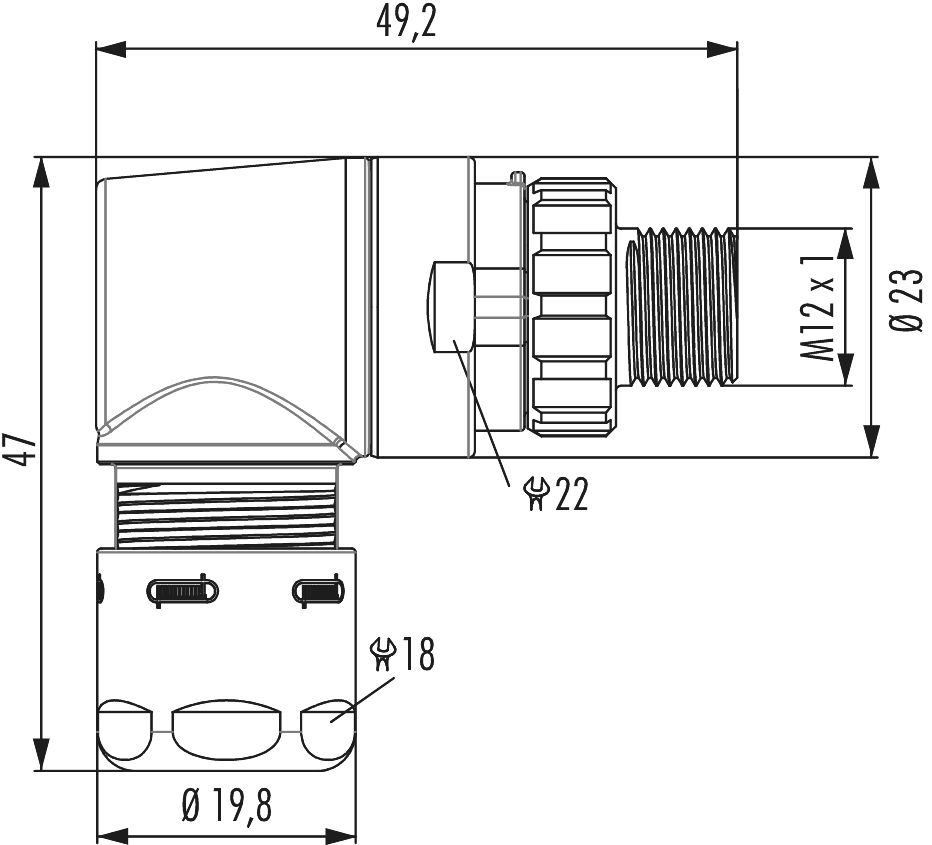M12 Power right angle coupler connector, Circular Connector, Connector, M12, Power