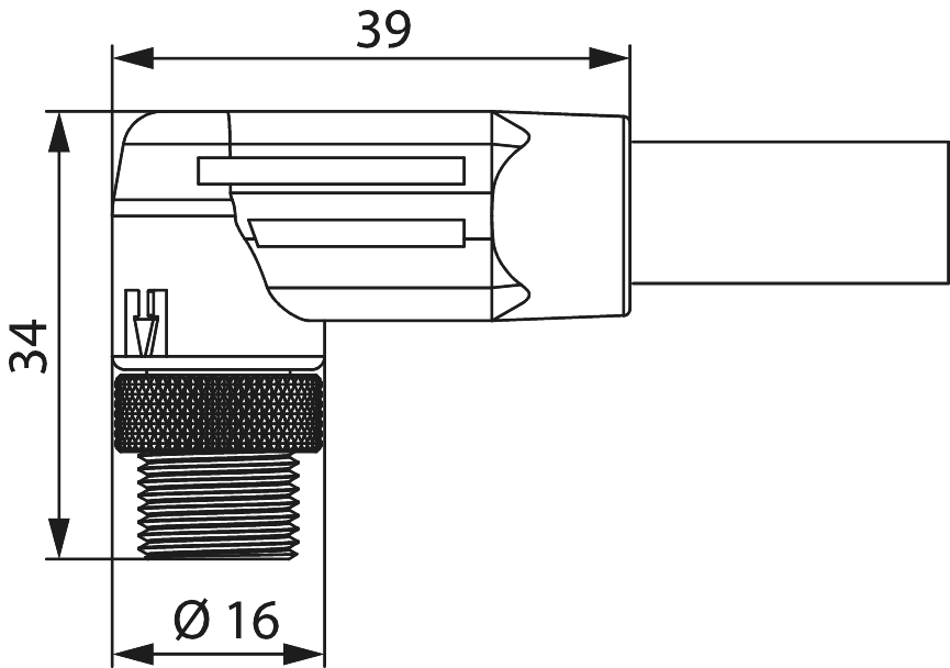 M12 Power umspritzt – Kodierung S – Winkelkabelsteckverbinder, Rundsteckverbinder, Steckverbinder, M12, Leistung