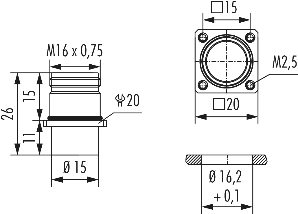 M16 Connecteur d'appareil, Circular Connector, Connector, M16
