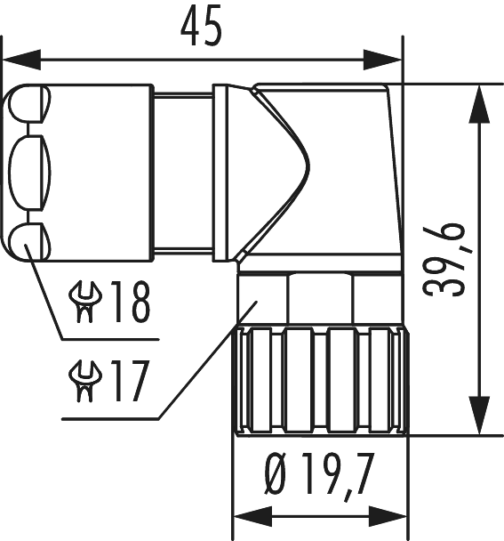 M16 Connecteur de câble à angle droit, Circular Connector, Connector, M16