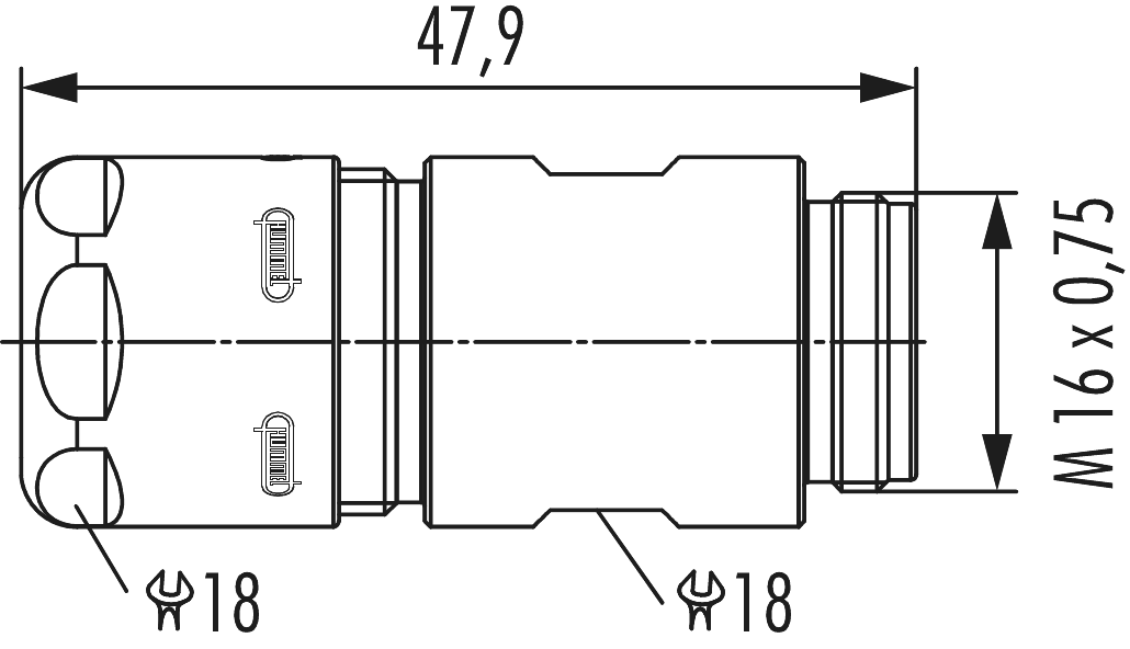 M16 INOX Coupler connector, Circular Connector, Connector