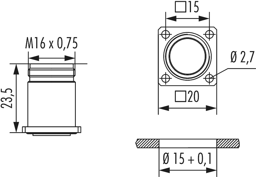 M16 INOX Gerätesteckverbinder, Rundsteckverbinder, Steckverbinder