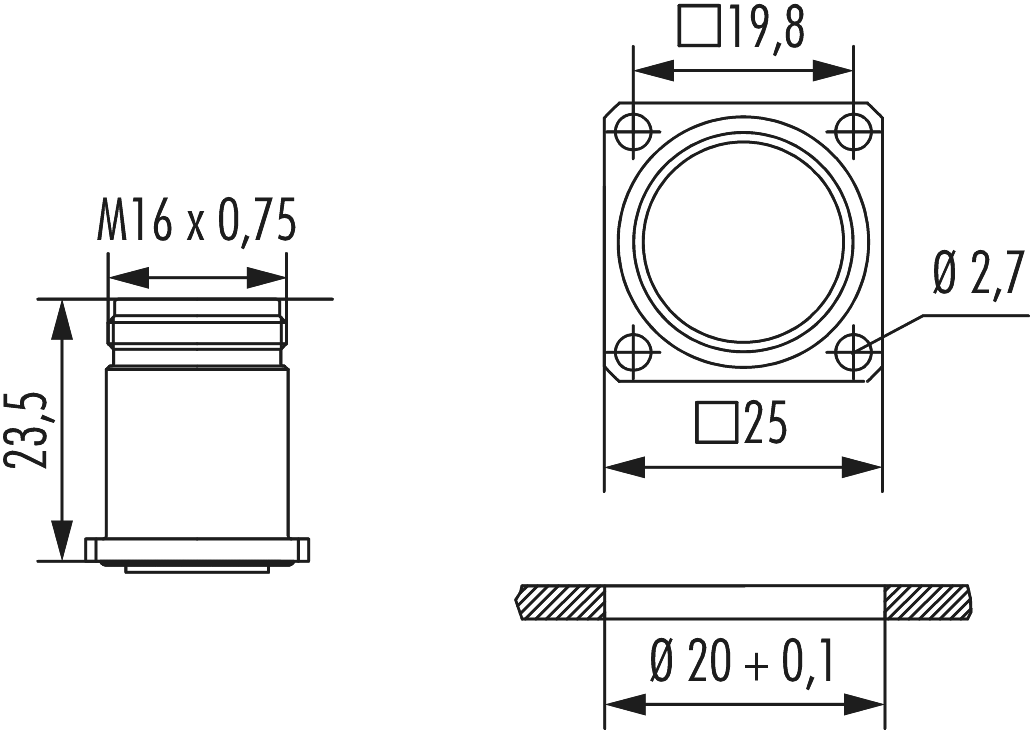 M16 panel connector, Circular Connector, Connector, M16