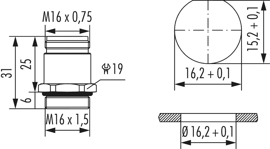 M16 panel connector, Circular Connector, Connector, M16
