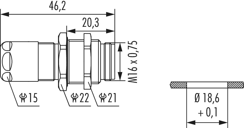 M16 panel connector, Circular Connector, Connector, M16