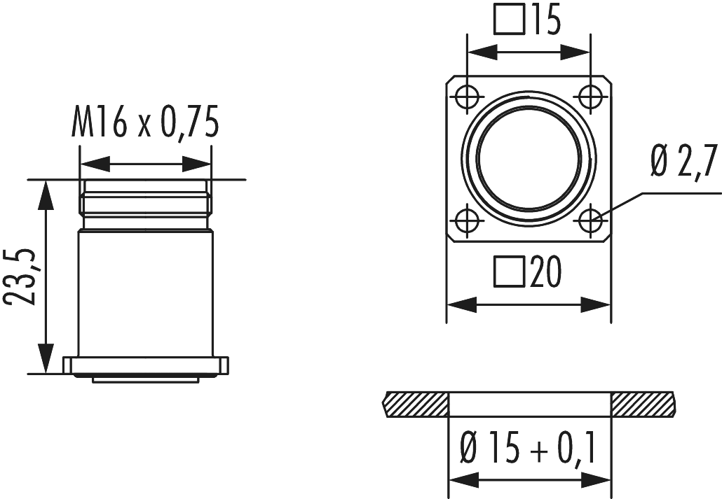 M16 panel connector, Circular Connector, Connector, M16