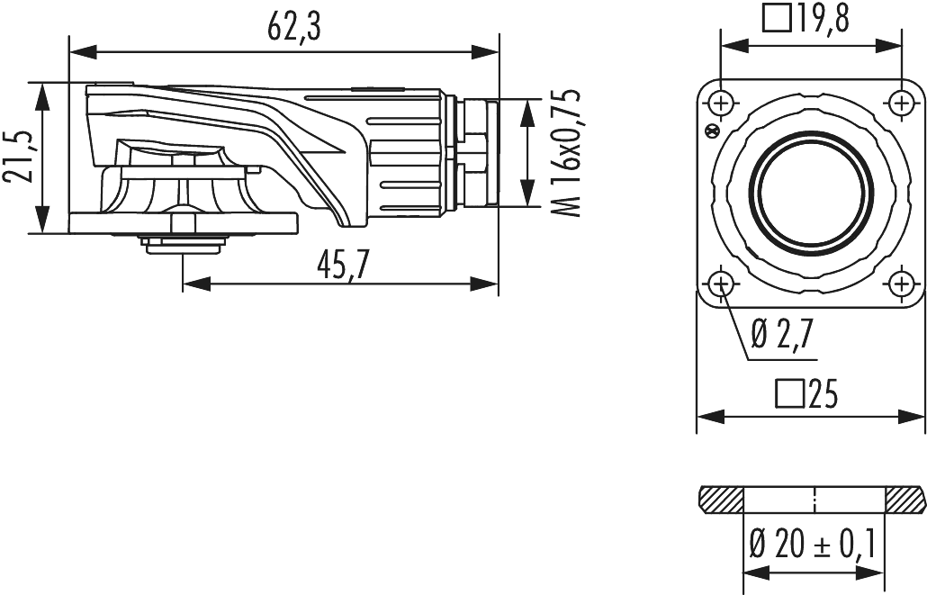 M16 panel connector