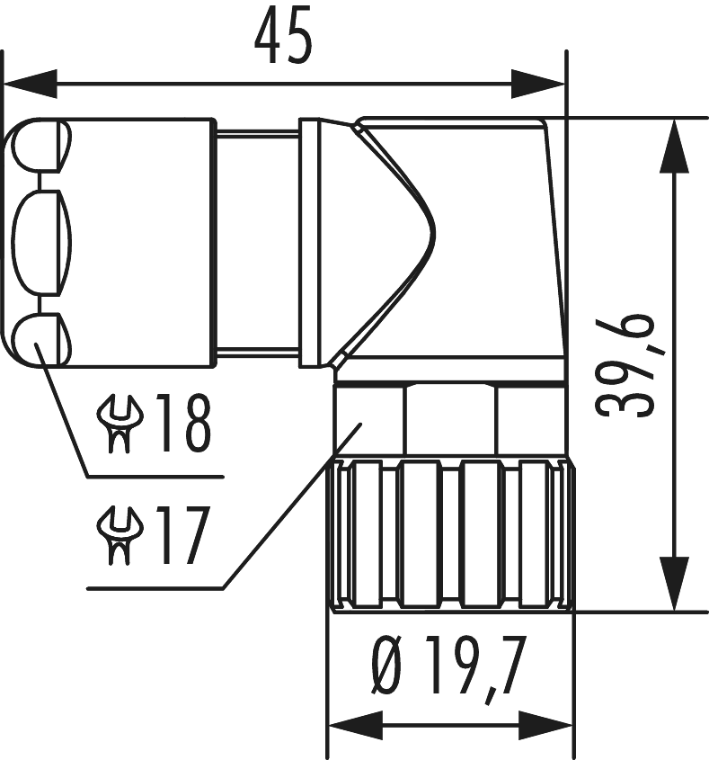 M16 right angle cable connector, Circular Connector, Connector, M16