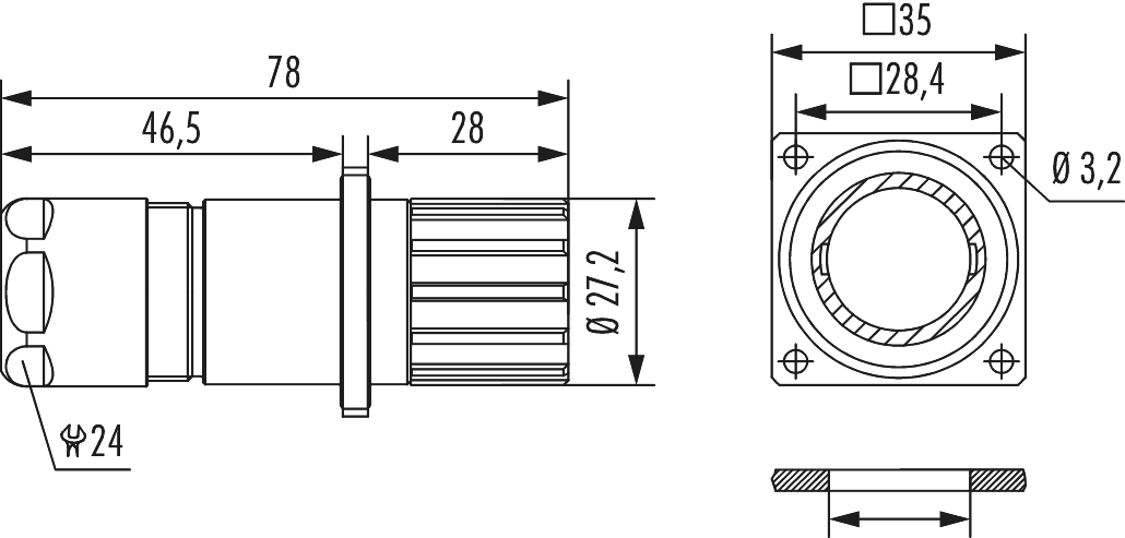 M23 Power panel connector, M23, Circular Connector, Connector, Power