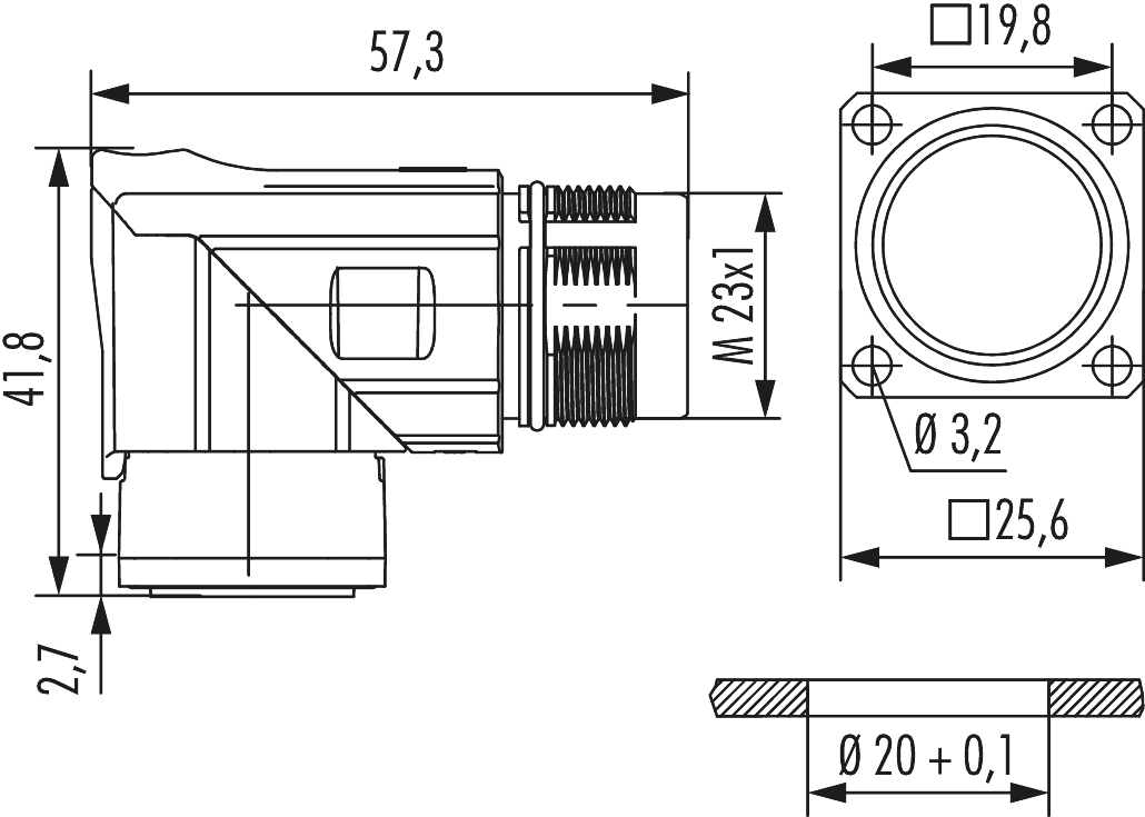 M23 Power panel connector, M23, Circular Connector, Connector, Power