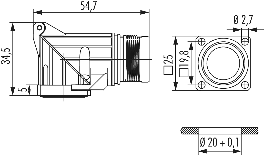 M23 Power panel connector, M23, Circular Connector, Connector, Power