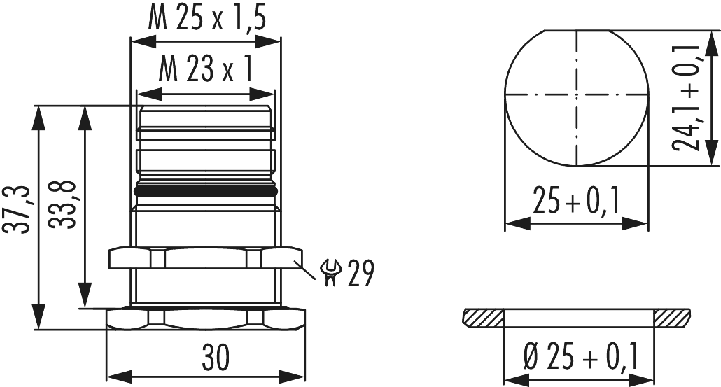 M23 Power panel connector, M23, Circular Connector, Connector, Power