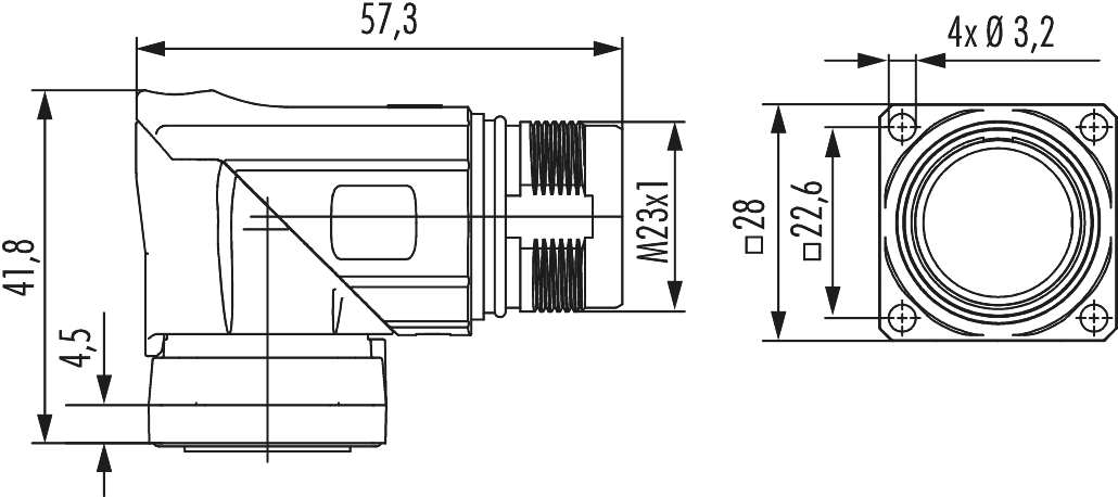 M23 Power panel connector