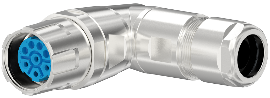 M23 Power right angle cable connector